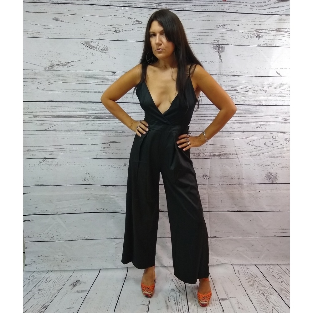 Gorgeous plunge v wide leg slinky jumpsuit